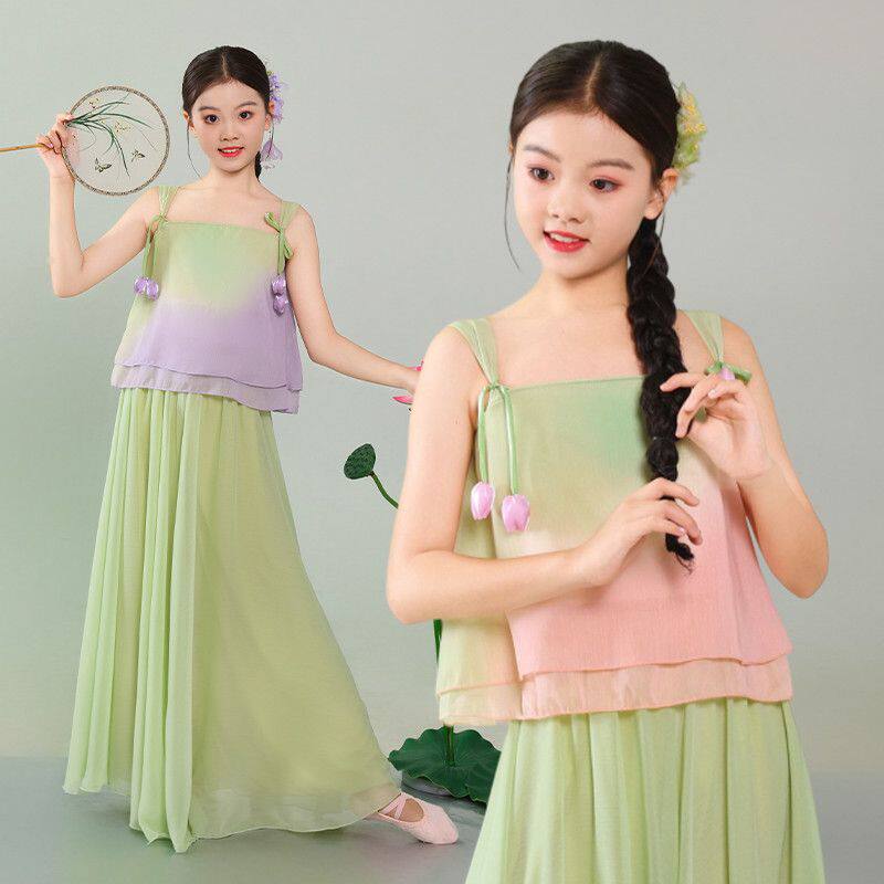 儿童古典舞服装渐变仙气