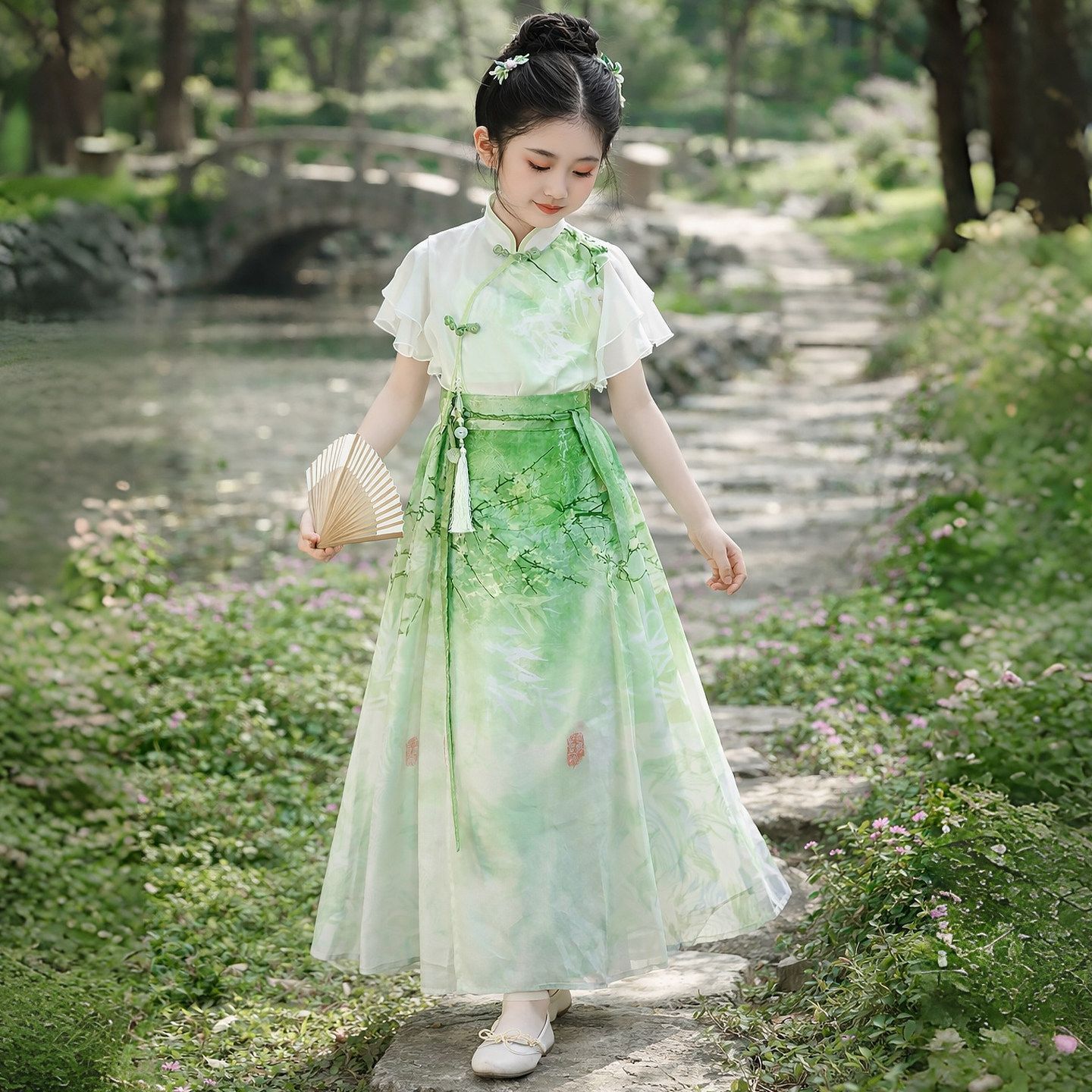 女童国风中式印花马面裙