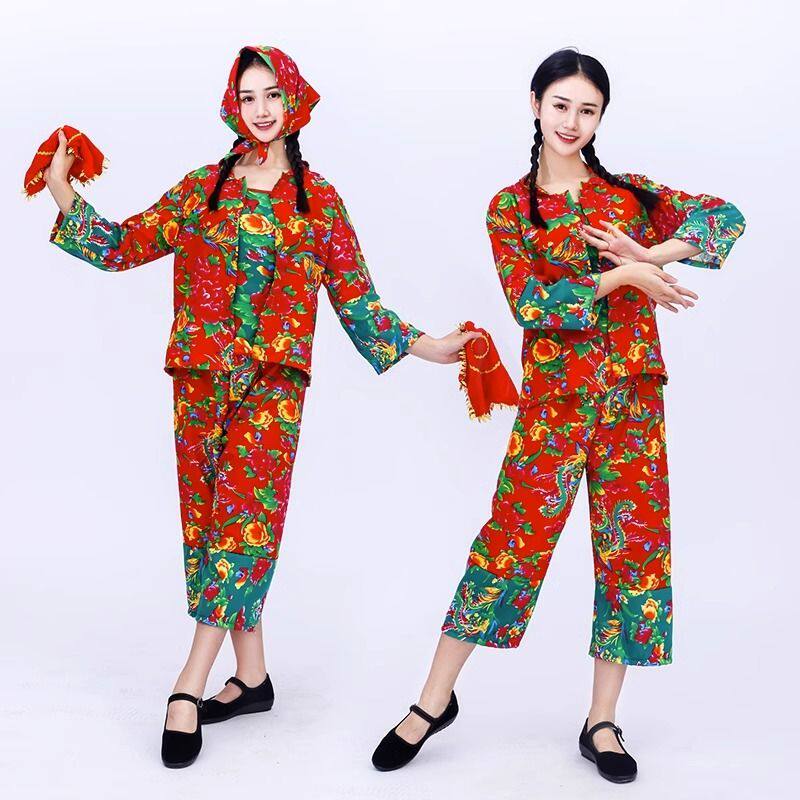 东北大花布衣服村姑女二