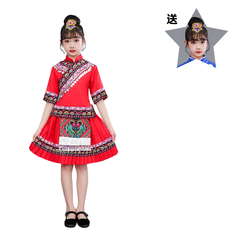 儿童广西壮族演出服三月