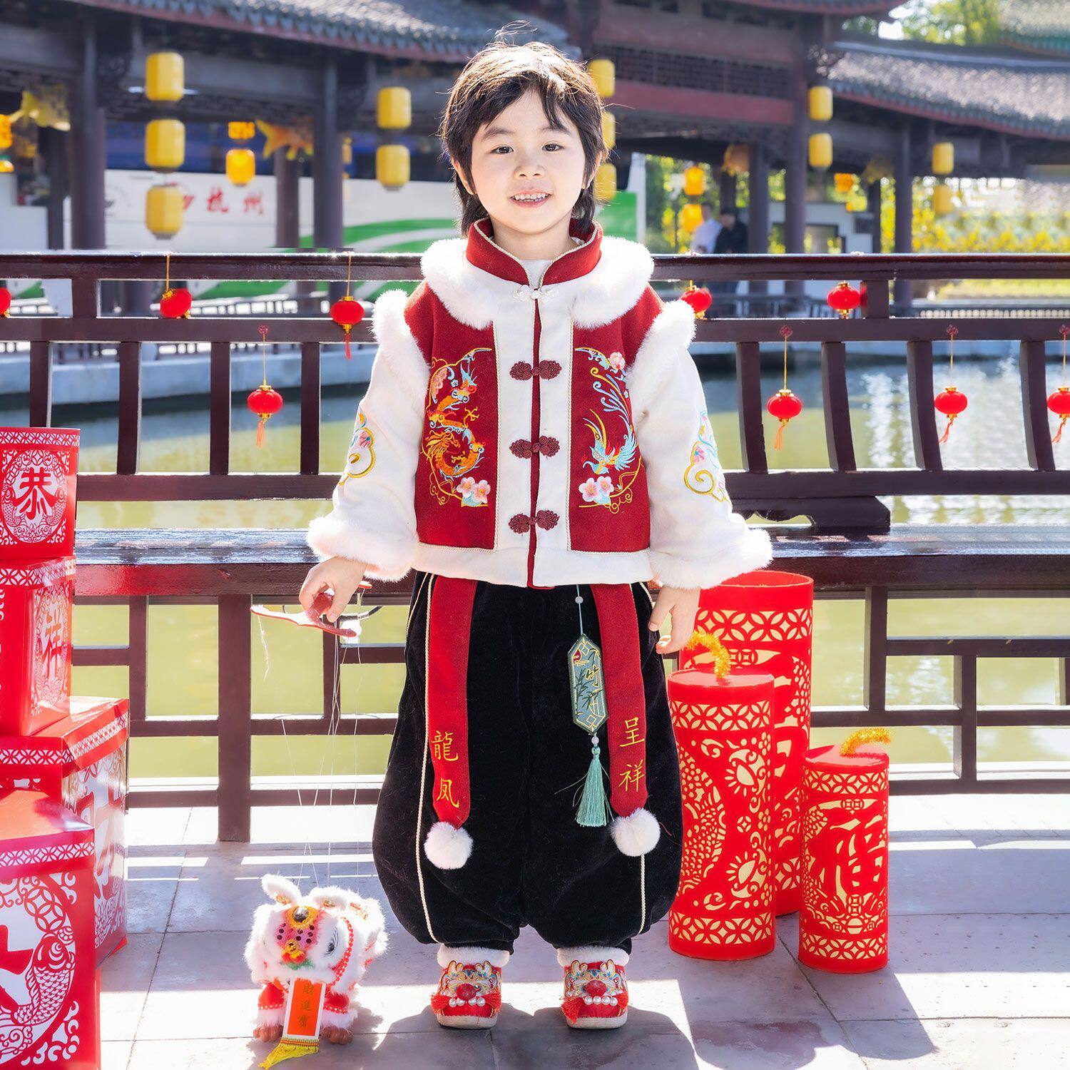 新年拜年服男女童唐装加