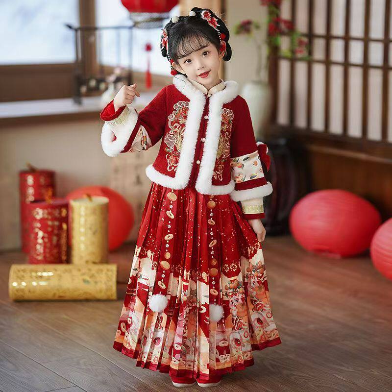 女童汉服拜年加绒加厚儿