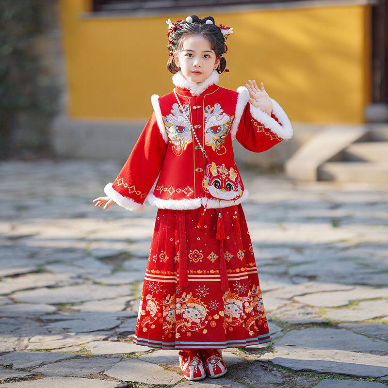 汉服女童新款冬季加绒加