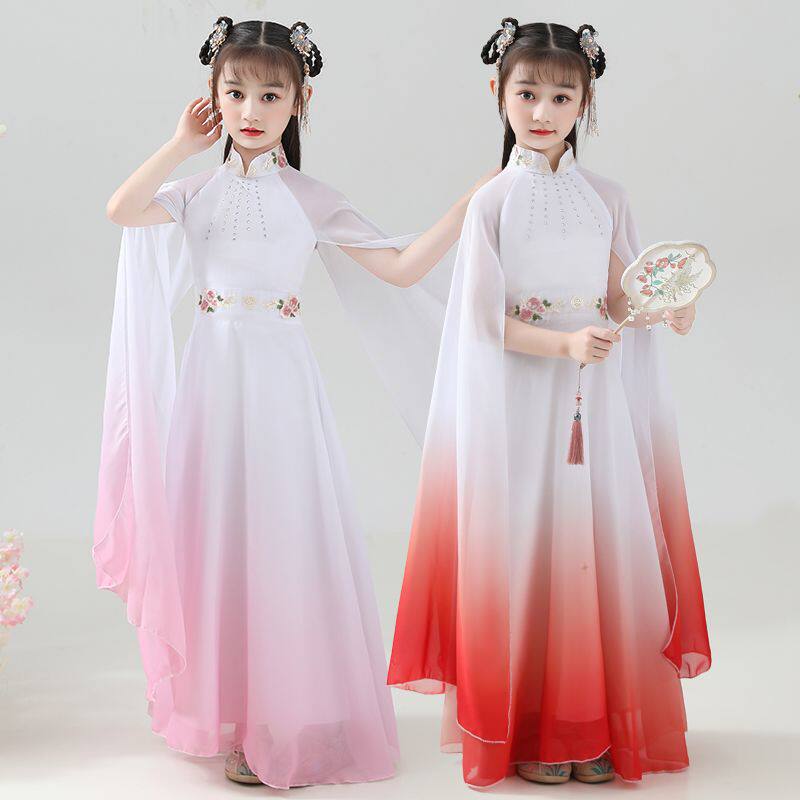 女童古筝演出服小学生合