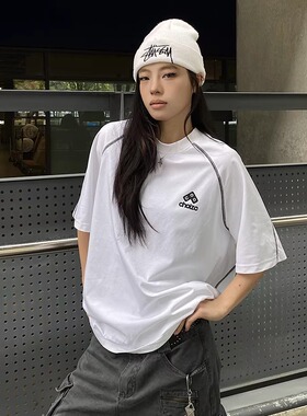 GGBAI 索罗娜圆领短袖T恤男女插肩凉感运动半袖百搭宽松情侣上衣