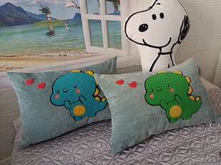 外贸腰枕抱枕灯芯绒绣花刺绣汽车办公卧室腰靠枕30x50cm不含芯