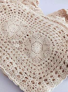 外贸纯棉钩针盘垫纯手工25X38CM 30X48CM清仓甩卖蕾丝盖巾餐垫