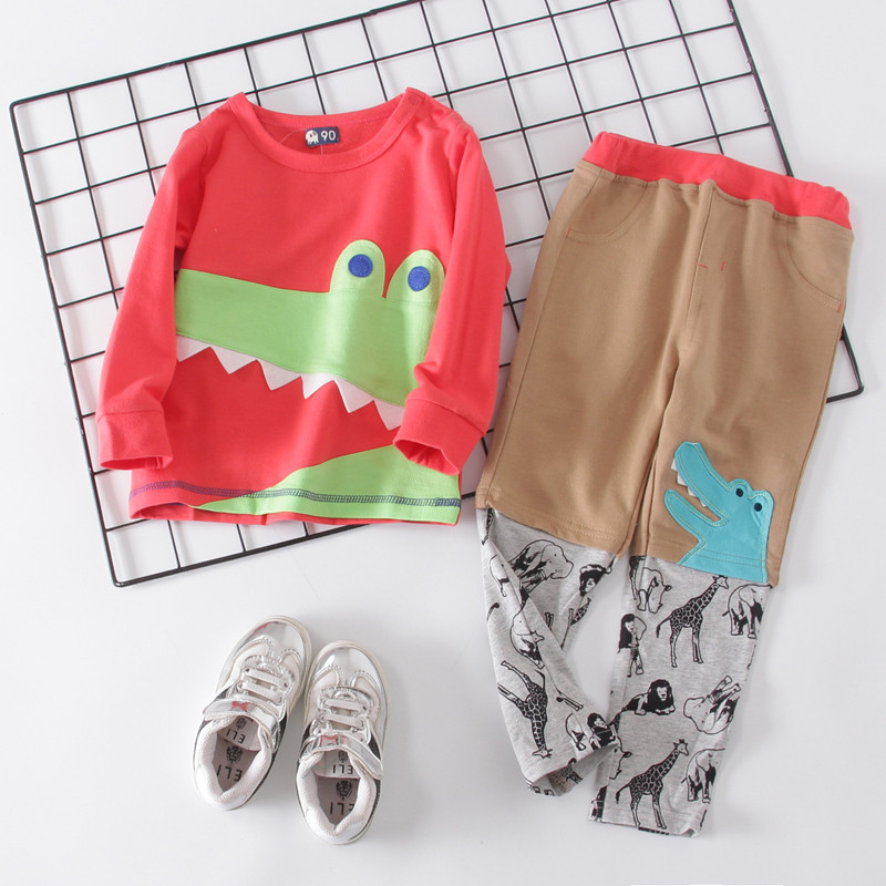 批发山东纺织品新品儿童纯棉毛圈套装男女童长袖上衣裤子卡通鳄鱼,童装/婴儿装/亲子装,套装,淘宝优惠券,粉丝福利购,淘宝优惠卷