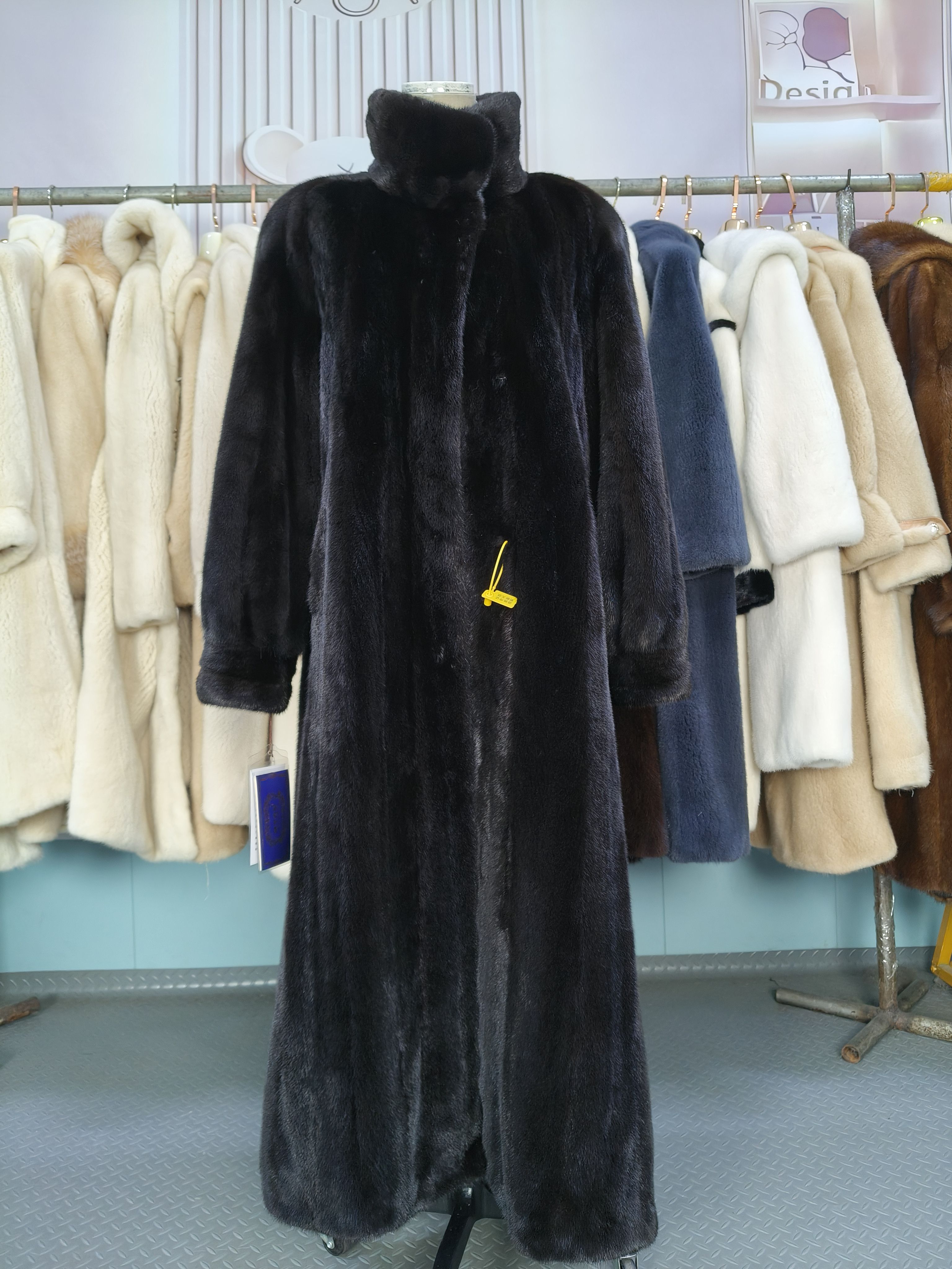 女士貂皮大衣外套马哈根色125长款