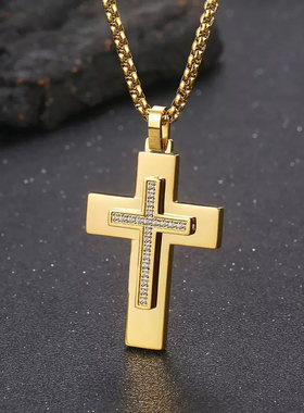 Cross necklace men golden chains stainless steel fashion2026