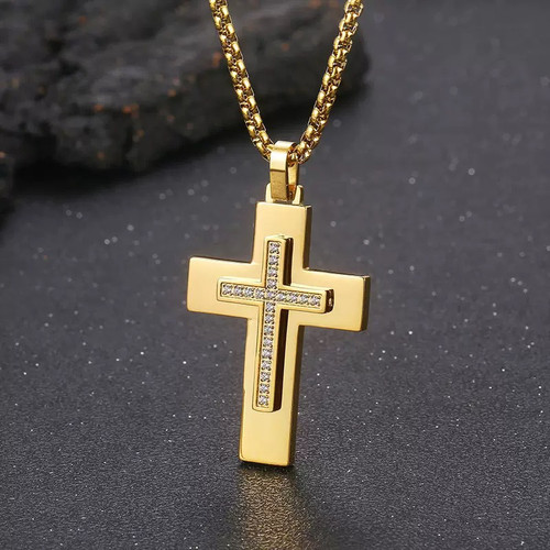 Cross necklace men golden chains stainless steel fashion2026