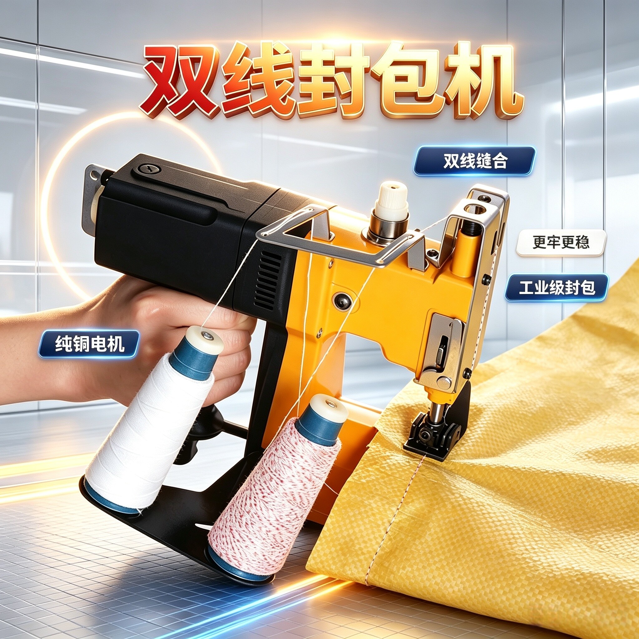 手提式双针双线封包机