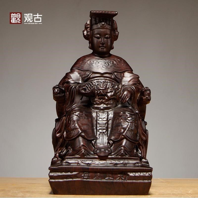 黑檀木妈祖神像雕刻摆件家居客厅湄洲海神天上圣母雕刻工艺品摆设