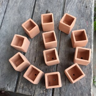 12个红陶小方盆育苗盆小号正方红陶花盆多肉花盆拇指盆绿植红陶盆