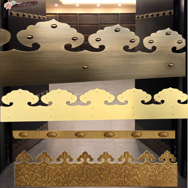 古大门门条中式包角包边老式木门装饰铜条如意头大门加固铜压条