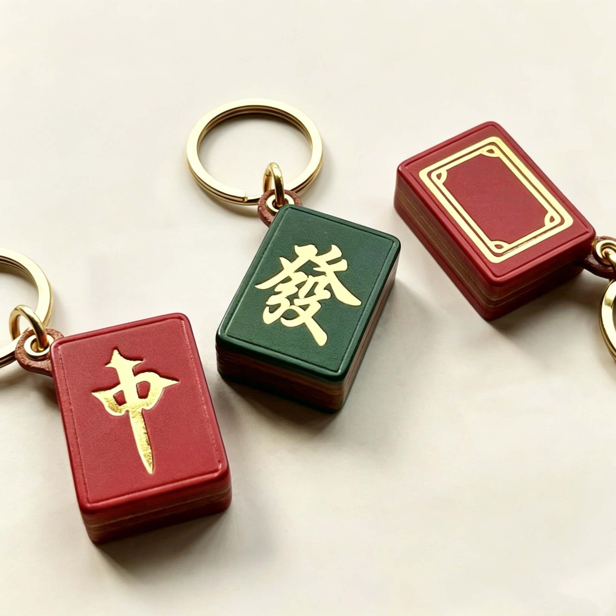 小众钥匙扣DIY手工麻将烫金车挂图片