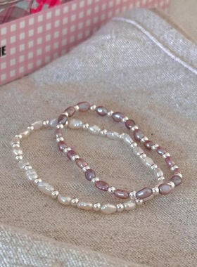 S925纯银不规则天然淡水珍珠手链小众设计感高级轻奢气质百搭手串