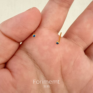 S925纯银mini小圆钉锆石耳钉女养耳洞小众高级简约百搭时尚 耳骨钉