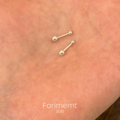 S999纯银mini双球耳钉女小众设计感养耳洞拧螺丝钉睡觉不用摘耳饰