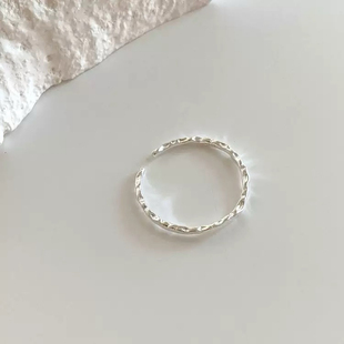 S925纯银韩版不规则波浪戒指女小众设计感高级轻奢气质百搭环节戒