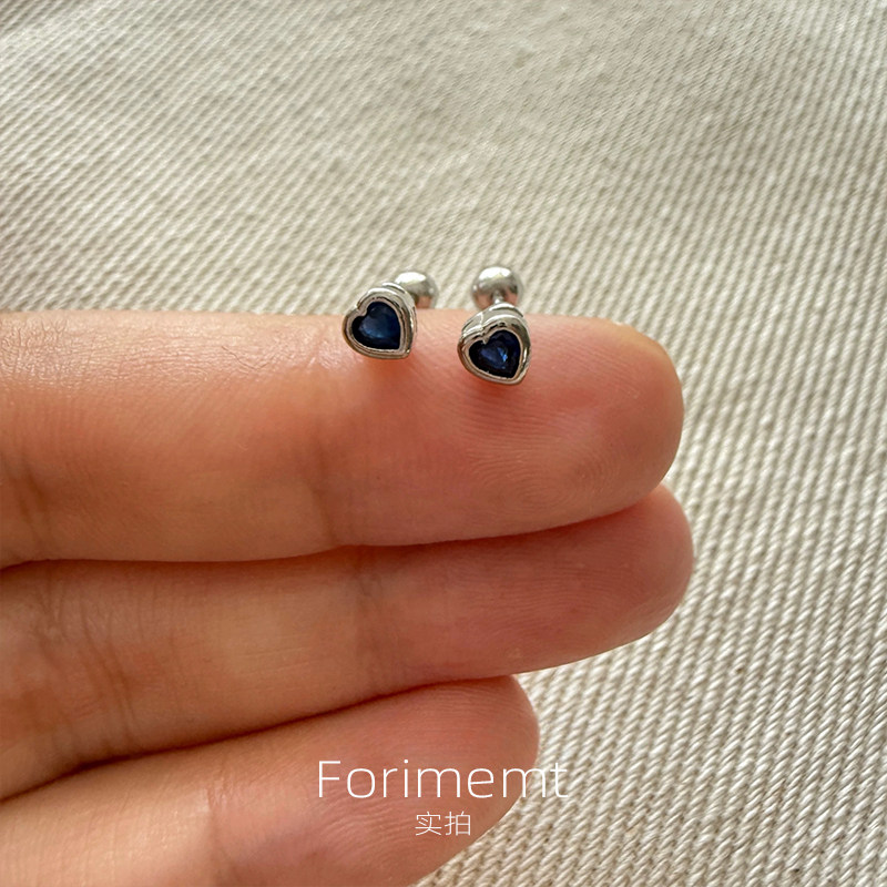 S925纯银mini蓝色爱心锆石耳钉女2025新款爆款小众设计耳饰耳骨钉,饰品/流行首饰/时尚饰品新,耳钉,淘宝优惠券,粉丝福利购,淘宝优惠卷