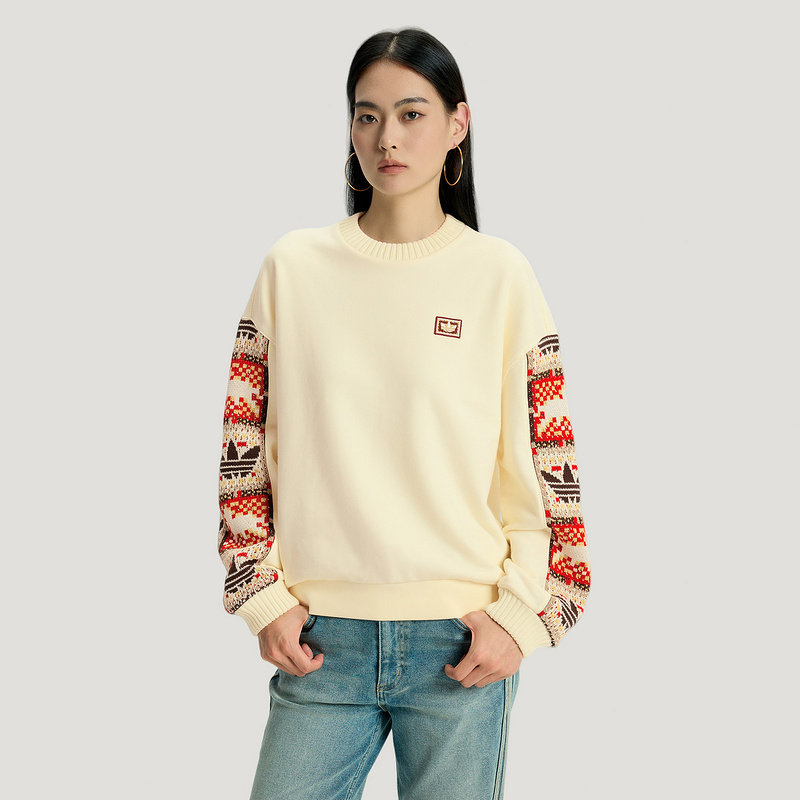 Adidas阿迪达斯三叶草女装冬季新款CRFT CREW W简约套头衫IA8930