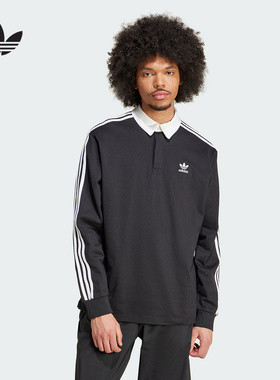 Adidas阿迪达斯男装2025冬季新款Rugby polo休闲长袖POLO衫IZ4806