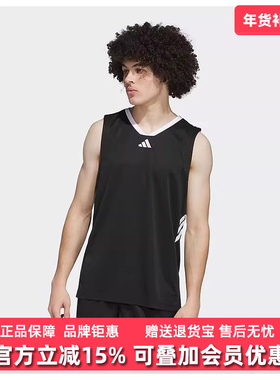 Adidas阿迪达斯男装2025夏季新款3-STRIPES运动无袖T恤JI7574