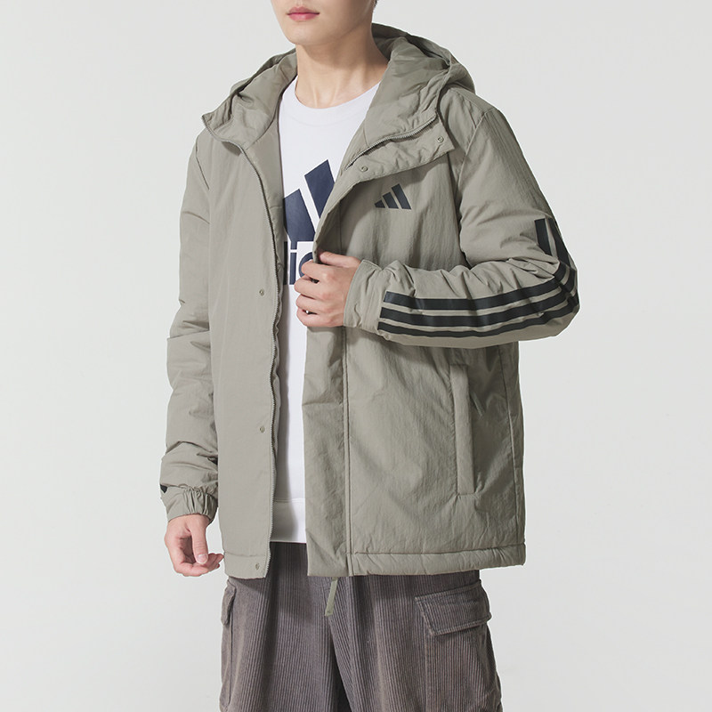Adidas阿迪达斯男装2026冬季新款3S HOODED INS J休闲棉服JY8305