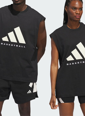 Adidas阿迪达斯男装女装2025秋季新款纯棉篮球运动坎肩T恤JX5586