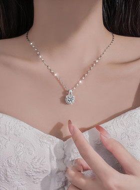 帝丰s999足银璀璨太阳花锆石项链女抖音同款满钻花朵高级感锁骨链