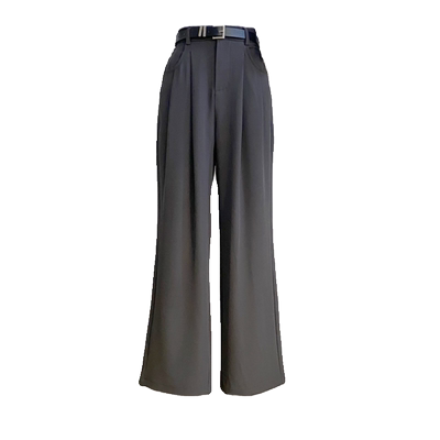 高腰气质长裤腰带休闲裤西装阔腿