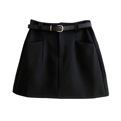 短裙a字裙百搭a字口袋半身裙腰带