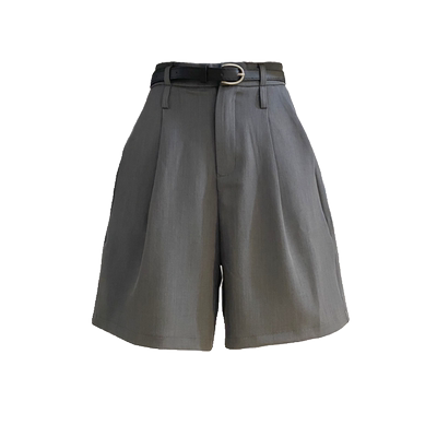 高腰气质短裤配腰带休闲裤西装