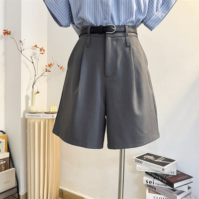 高腰直筒宽松休闲西装短裤五分裤