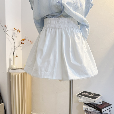 高腰宽松花边裙裤阔腿休闲短裤