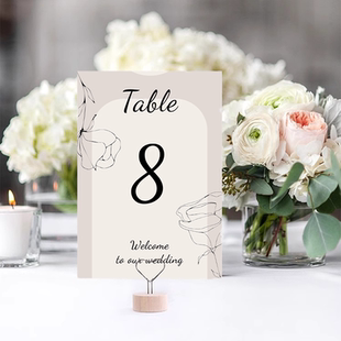 定制个性化简约婚礼订婚玫瑰清新桌卡席位卡桌牌生日商务年会桌卡