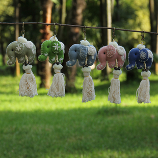 泰国民族风布艺小象挂件女士包包配饰创意钥匙扣旅游纪念品小礼物