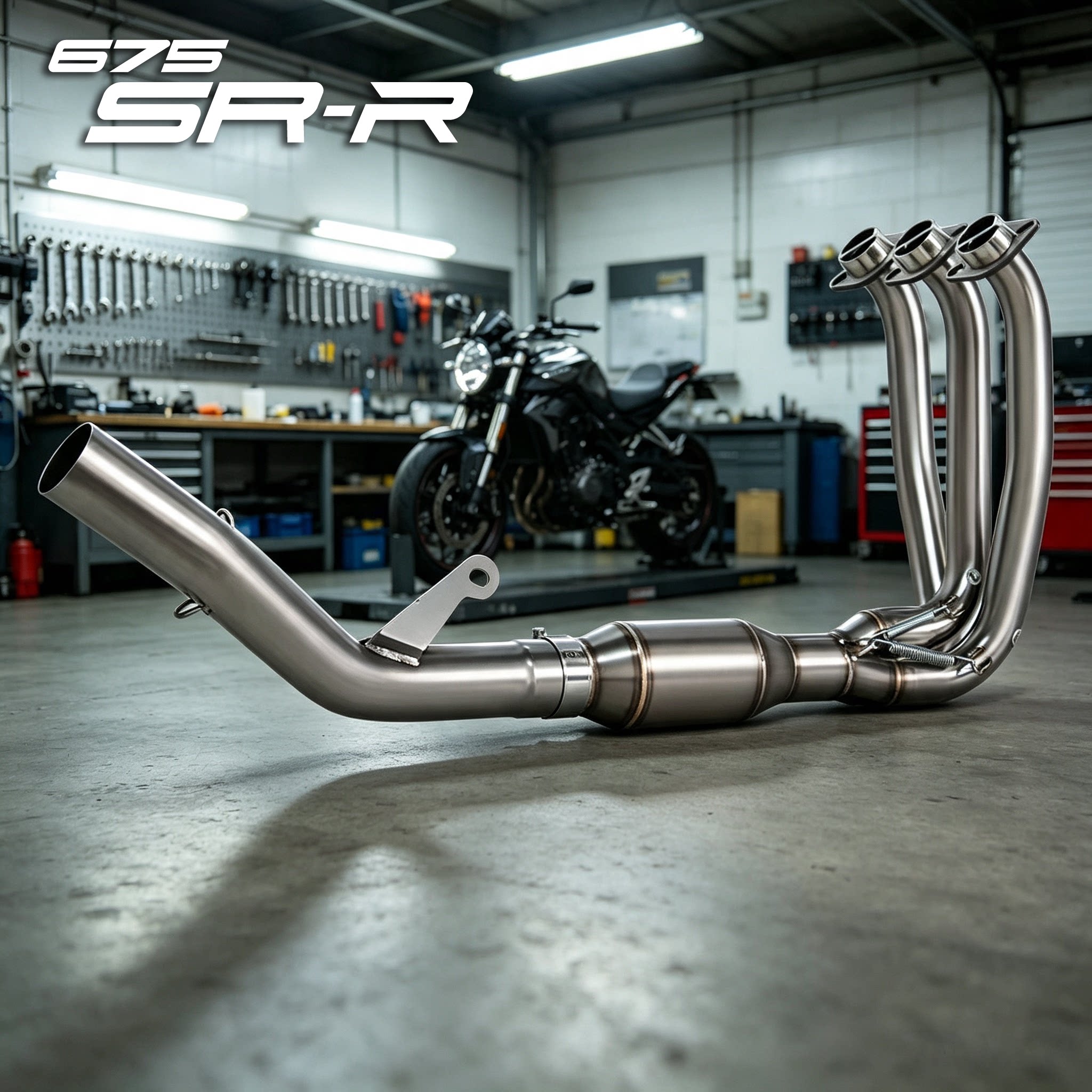 适用于春风675SR/NK675SSR排气管前中段欧版双传感器侧排直通51MM
