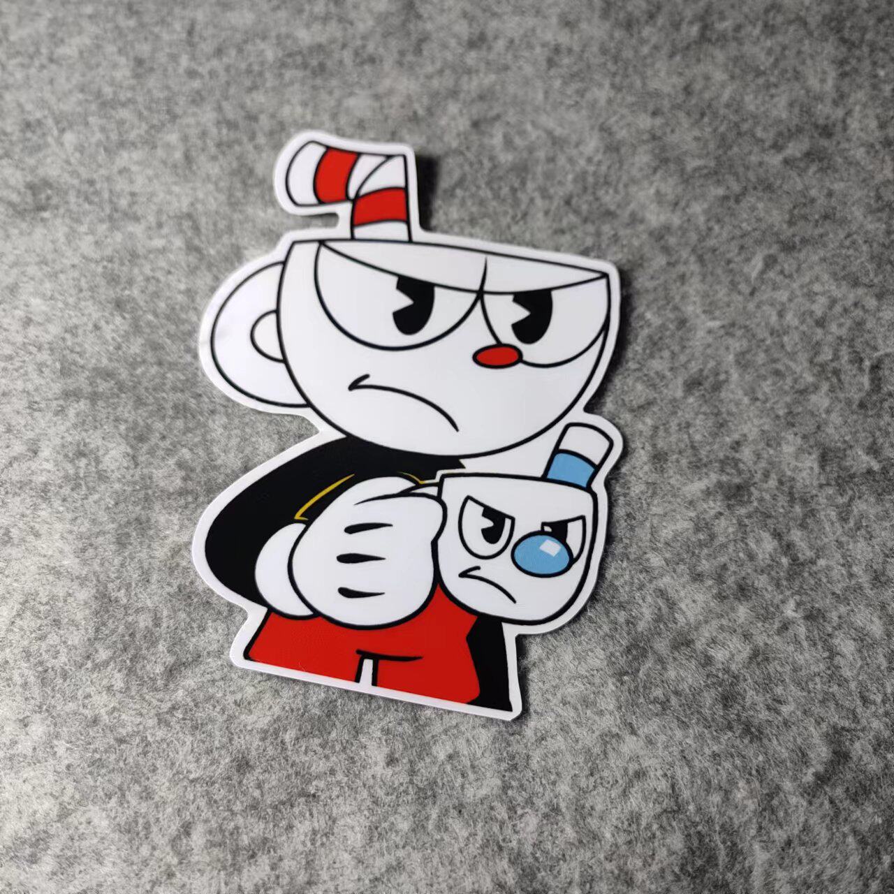 茶杯人动漫卡通改装汽车摩托反光贴贴纸痛车爆改小窗车贴d2438