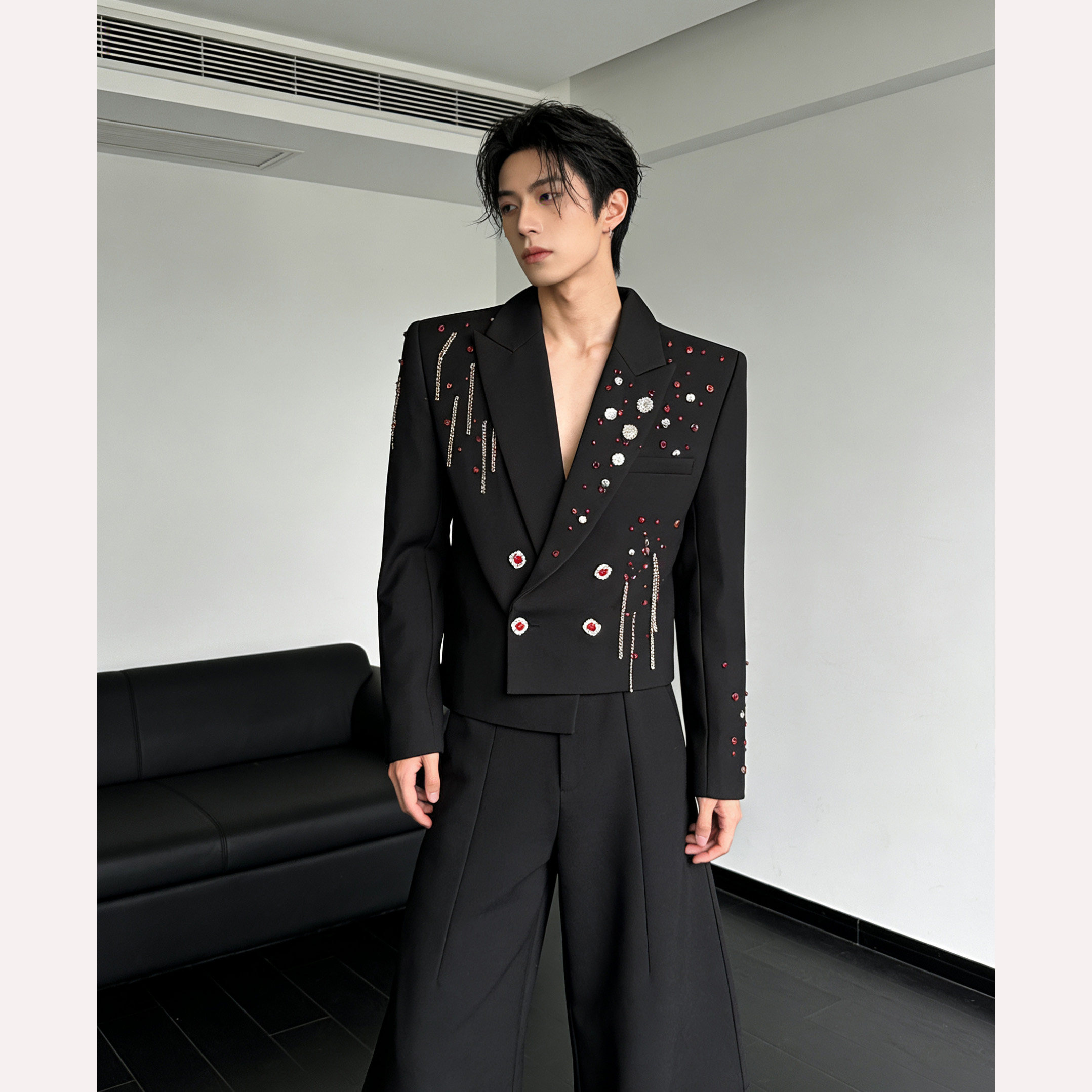 黑色西服外套男高级感痞帅风西装