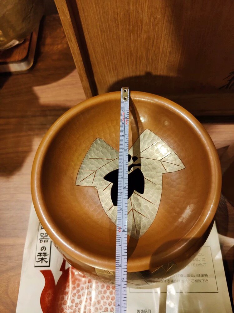 日本玉川堂紫铜建水茶叶罐茶垫