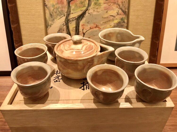 19日本进口 萩烧名家精品 日式复古功夫茶宝瓶 公道 茶杯茶壶