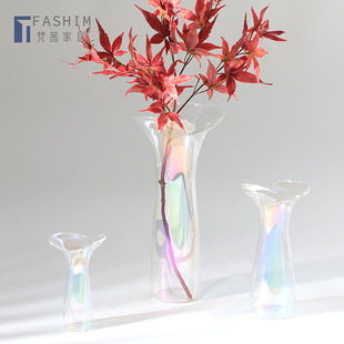 样板房客厅茶几餐桌玻璃花器摆件 现代轻奢创意水培玻璃花瓶软装