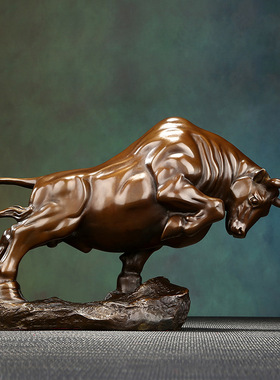 黄铜开拓牛摆件生肖牛工艺品客厅办公室家居装饰品开业新品