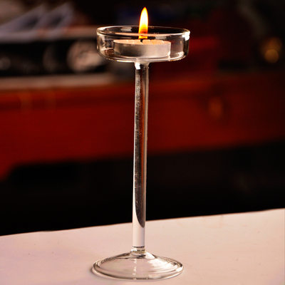 茗轩吹制玻璃烛台欧式高脚烛台浪漫晚餐摆件