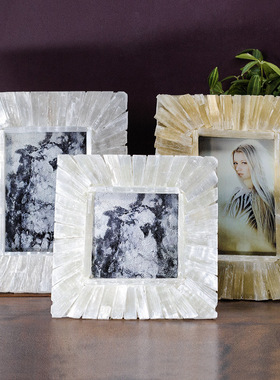 欧式简约水晶相框摆台卧室床头柜桌面照片创意摆件轻奢软装现代风