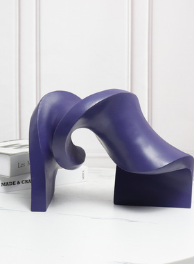 现代简约几何不规则扭曲黑白色丝带摆件意式创意样板间售楼部饰品