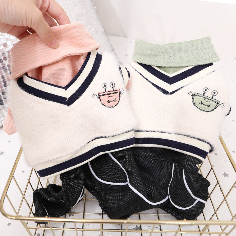 秋冬狗狗衣服泰迪宠物冬装比熊博美吉娃娃小型犬四脚衣两件套保暖