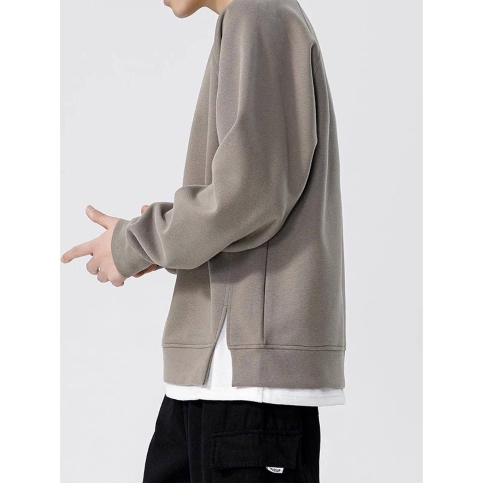 时尚品牌It Neith Bias春秋季假两件套头衫香港风格男士宽松厚重